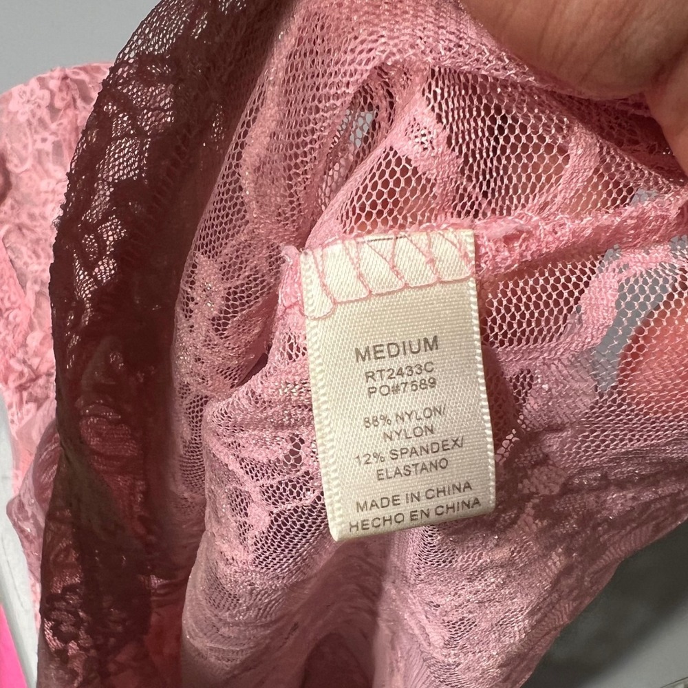 Y2K Pink Sheer Lace Top Coquette Fairy Grunge - Picture 7 of 7